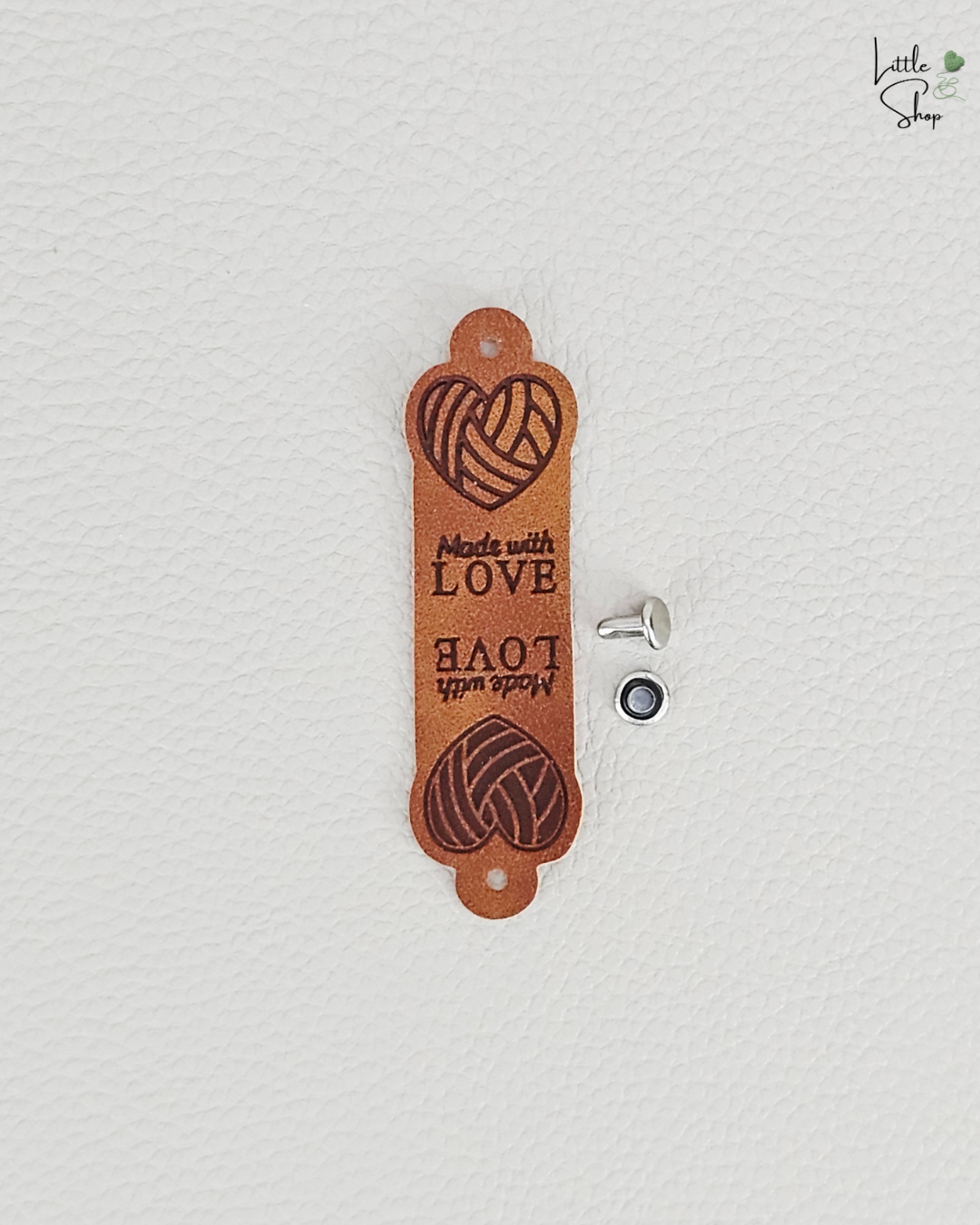 Klapplabel - Wollherz mit Niete