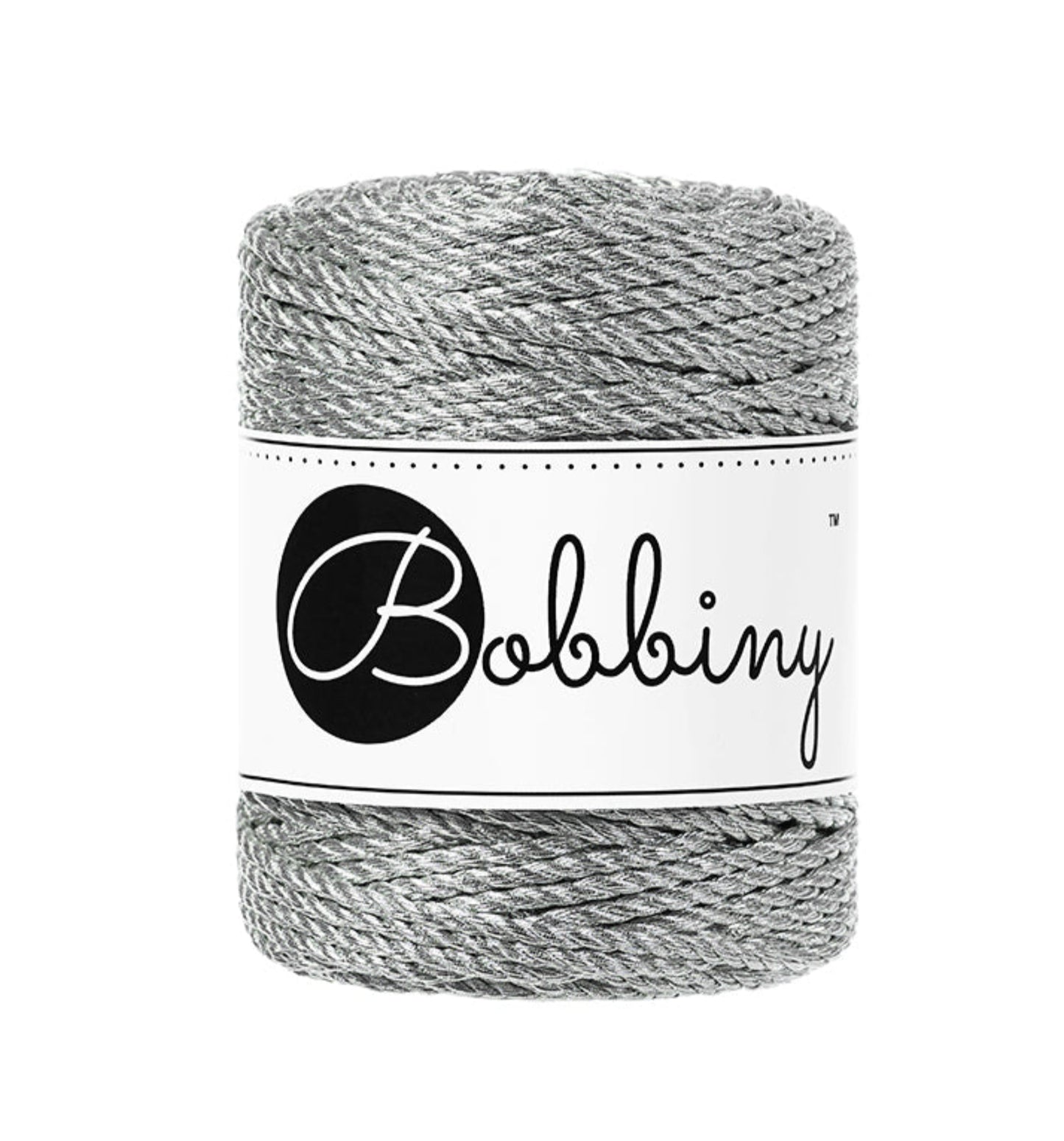 Makramee-Kordel 3Ply 3 mm - Metallic Silver
