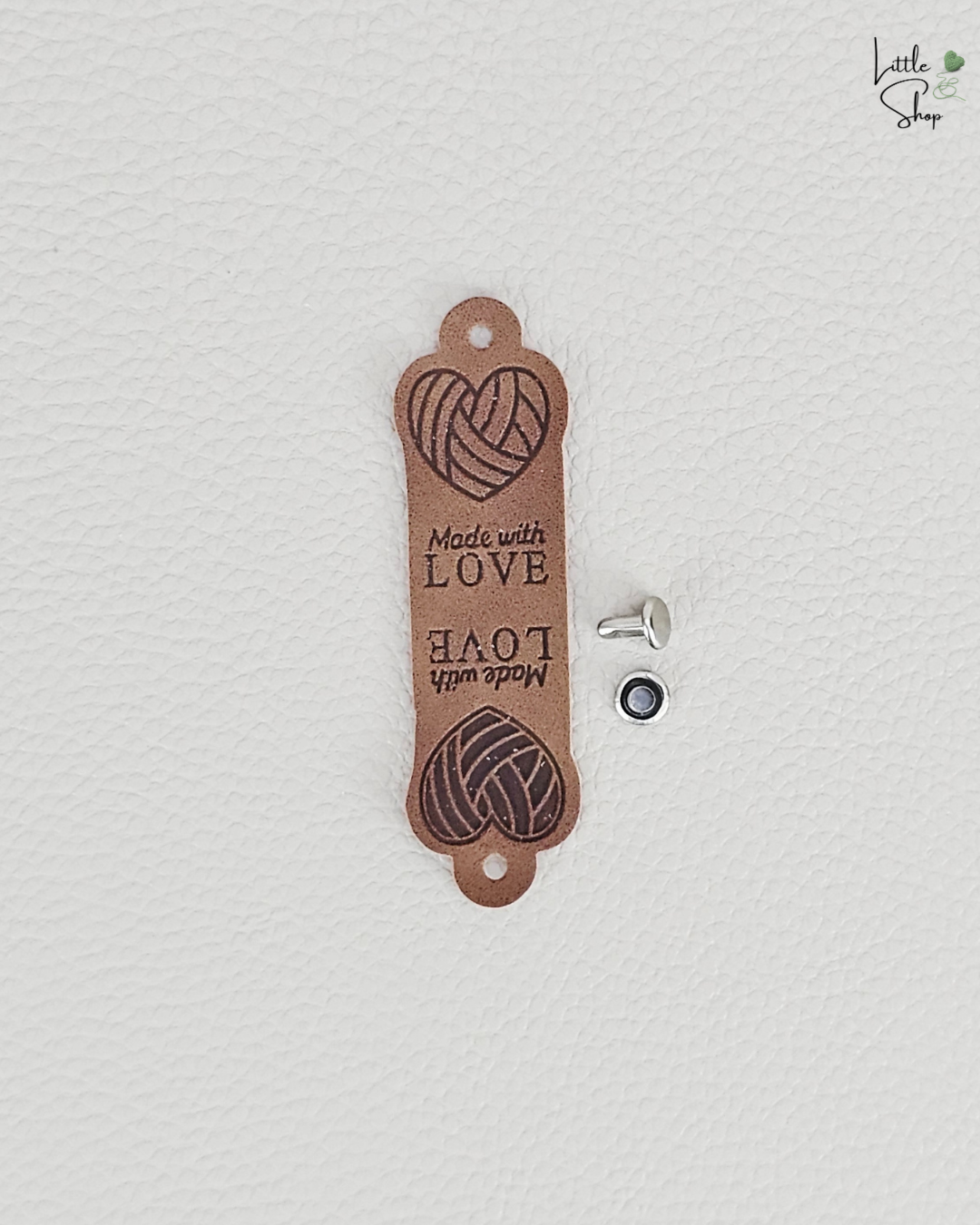 Klapplabel - Wollherz mit Niete