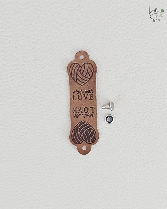 Klapplabel - Wollherz mit Niete