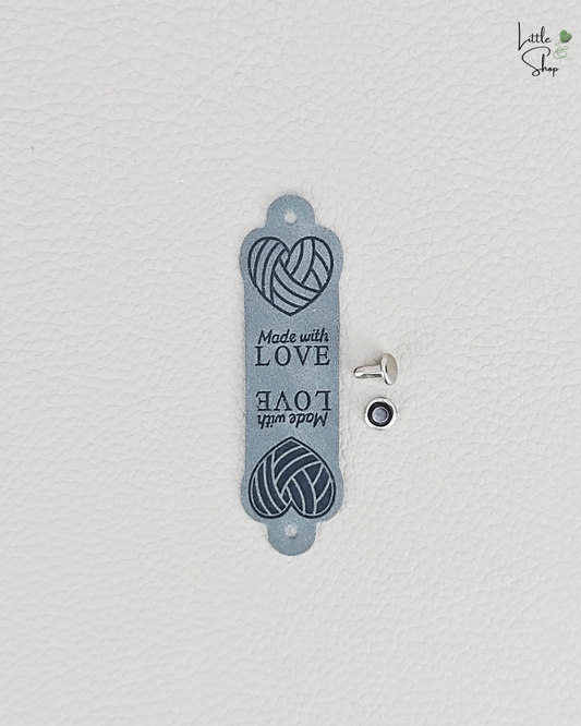 Klapplabel - Wollherz mit Niete