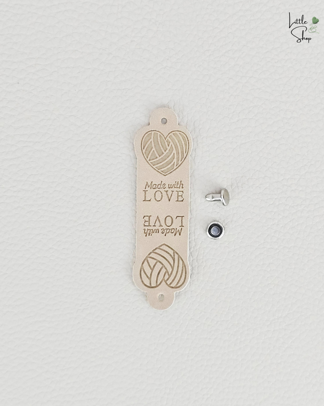 Klapplabel - Wollherz mit Niete