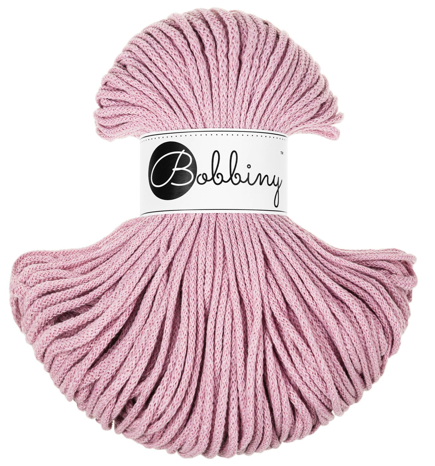 Bobbiny Flechtkordel Junior 3 mm in der limitierten Farbe Dusty Rose. Die Farbe Dusty Rose ist ein gedämpfter, leicht schmutziger Rosaton mit einem Hauch von Grau und Beige.