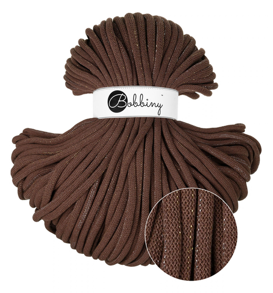 Bobbiny Jumbo 9 mm Flechtkordel in der Sonderfarbe Shiny Chocolate Brown.