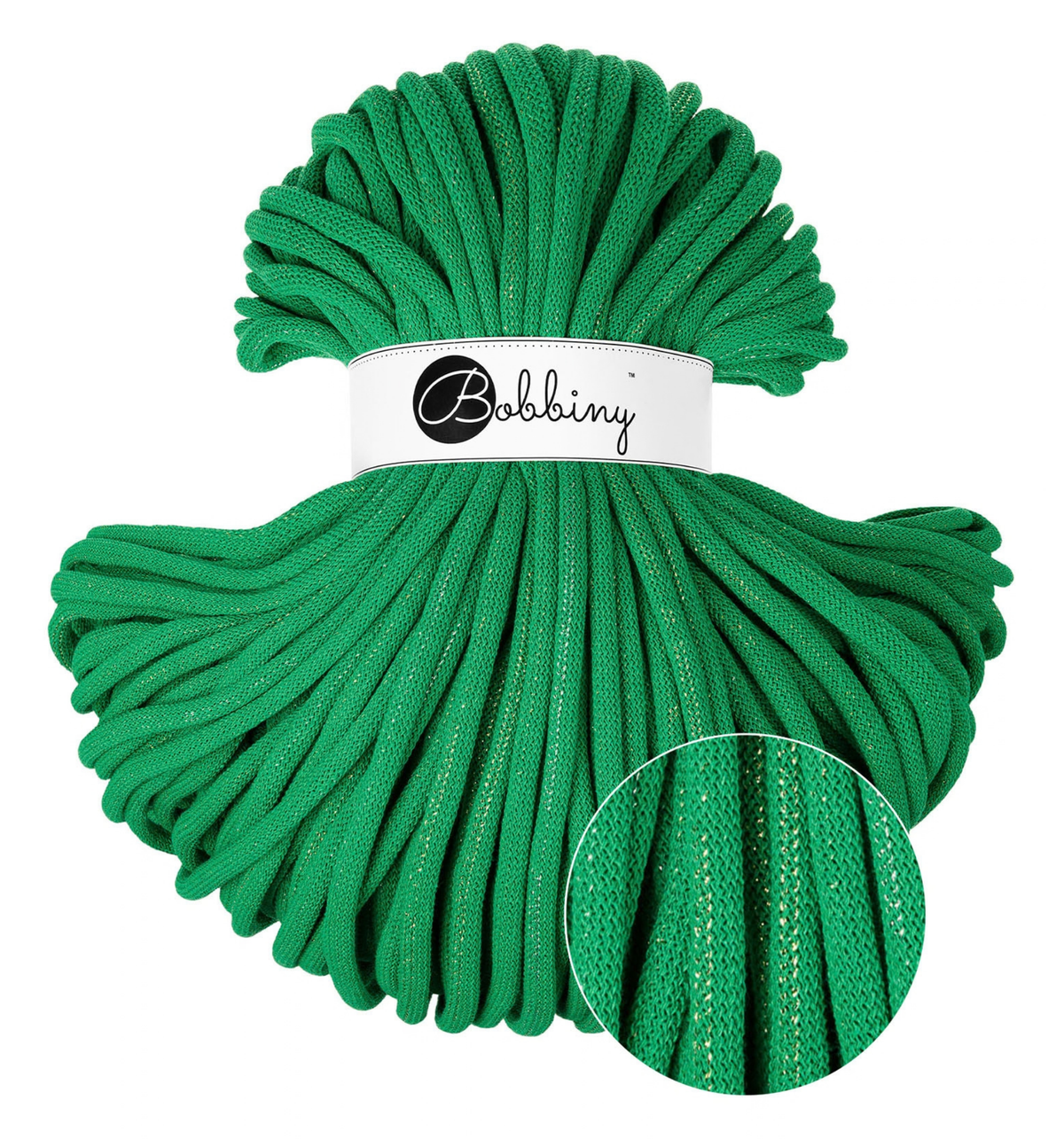 Bobbiny Jumbo 9 mm Flechtkordel in der Sonderfarbe Shiny Jade Green.
