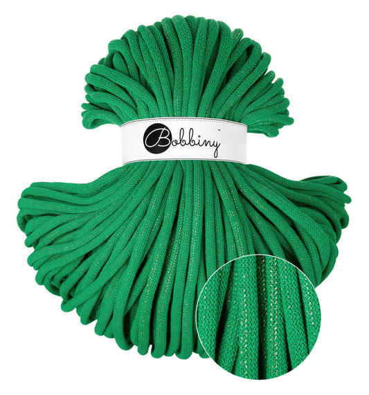 Bobbiny Jumbo 9 mm Flechtkordel in der Sonderfarbe Shiny Jade Green.