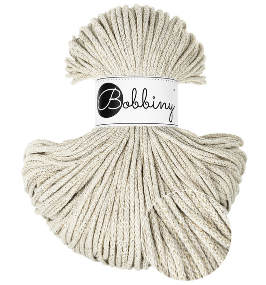 Bobbiny Junior 3 mm Flechtkordel in der Sonderfarbe Shiny Cashmere Beige.
