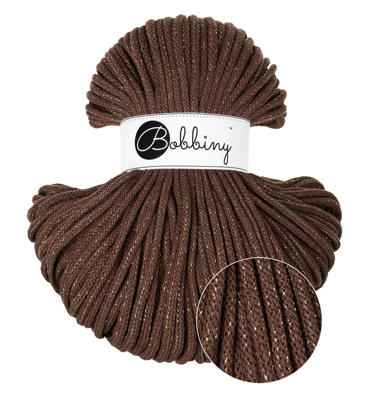 Bobbiny Premium 5 mm Flechtkordel Shiny Chocolate Brown.