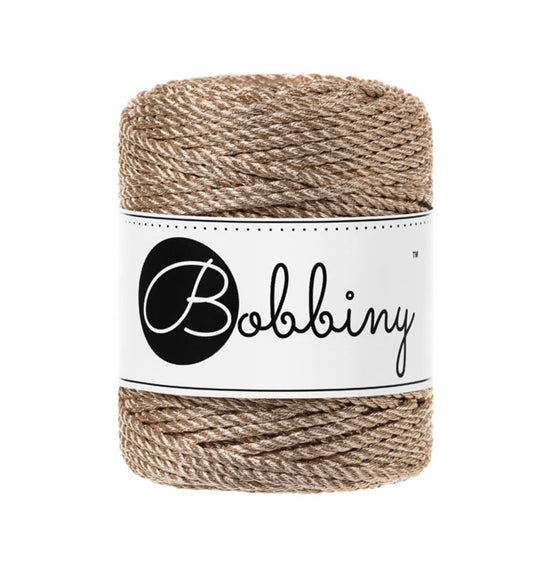Makramee-Kordel 3Ply 3 mm - Metallic Champagne