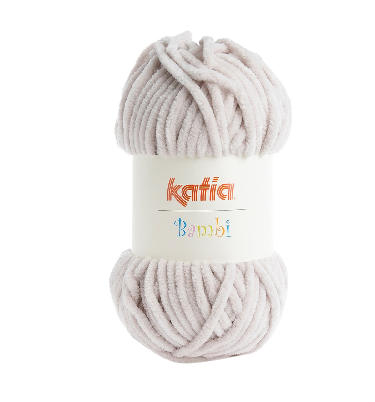 Ein Knäuel Katia Bambi Chenillegarn in der Farbe 324 beige.