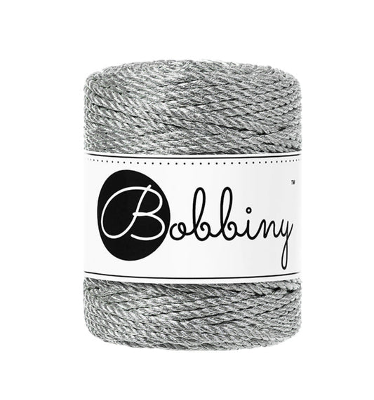 Makramee-Kordel 3Ply 3 mm - Metallic Silver
